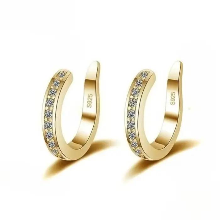 Boucles d'oreilles à Clip en argent Sterling 925 pour femmes, de luxe, Simple, strass, sans trou, ma