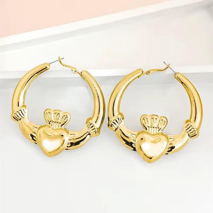 Boucles d'oreilles Love Crown, couleur or simple, haut de gamme, tendance populaire, vente chaude, a