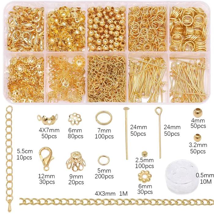 Kit de fabrication de bijoux, 10 grilles, 820 pièces, chaîne en alliage avec Types de fermoirs multi