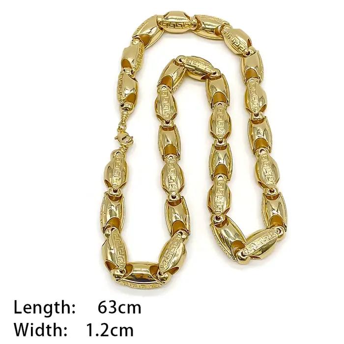 Collier long doré à maillons, plaqué or, style hip-hop, ensemble de bijoux pour homme, bijoux de fia