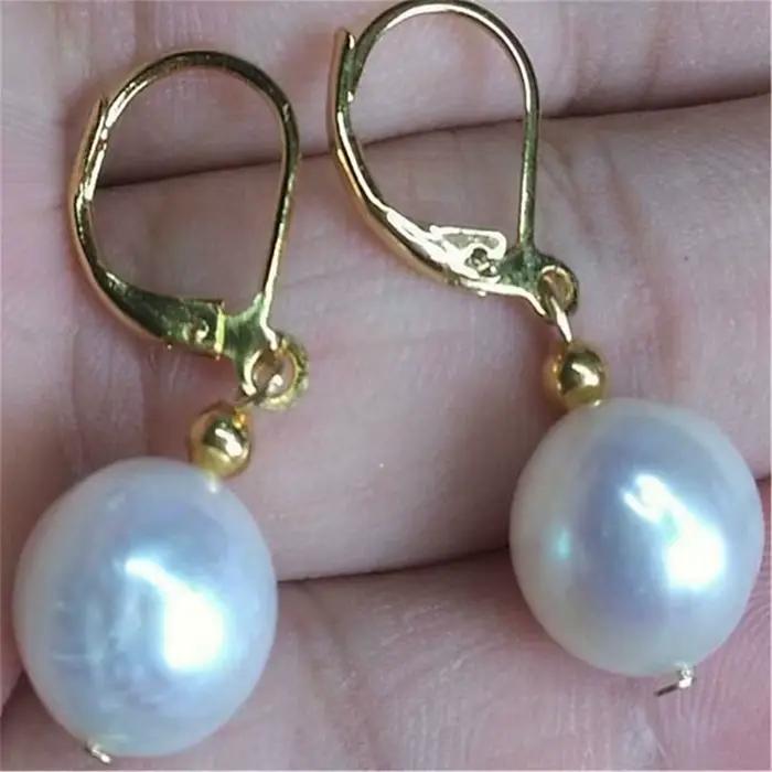 Boucles d'oreilles en perles baroques blanches pour femmes, crochet 18 carats, bijoux d'oreille de l