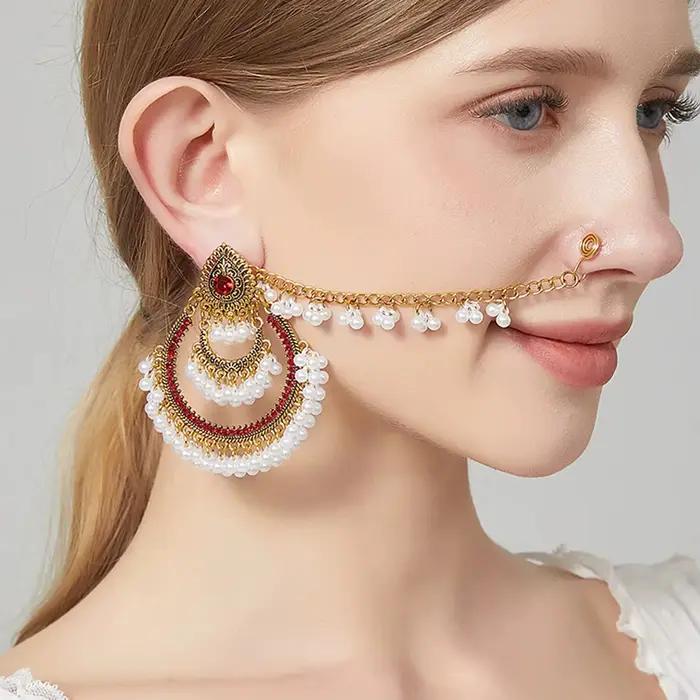 Boucles d'oreilles pendantes à franges fluides, style bohème, ethniques d'Asie du Sud-Est, tendance,
