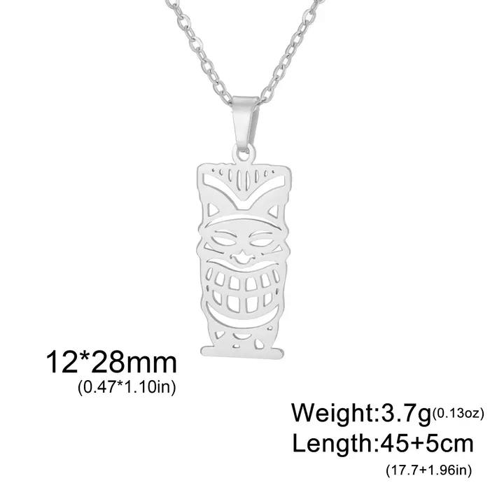 Unift Collier Tiki Hawaïen en Acier Inoxydable pour Femme et Homme, Bijou Ethnique Classique, Amulet
