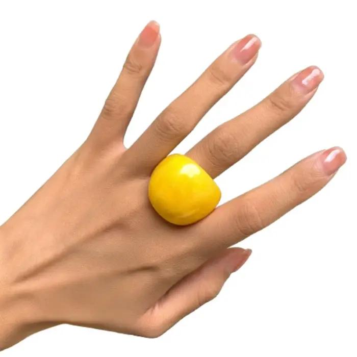 Bague en résine acrylique pour femme, bijoux exagérés, classique, grand breton, uni, géométrique, do