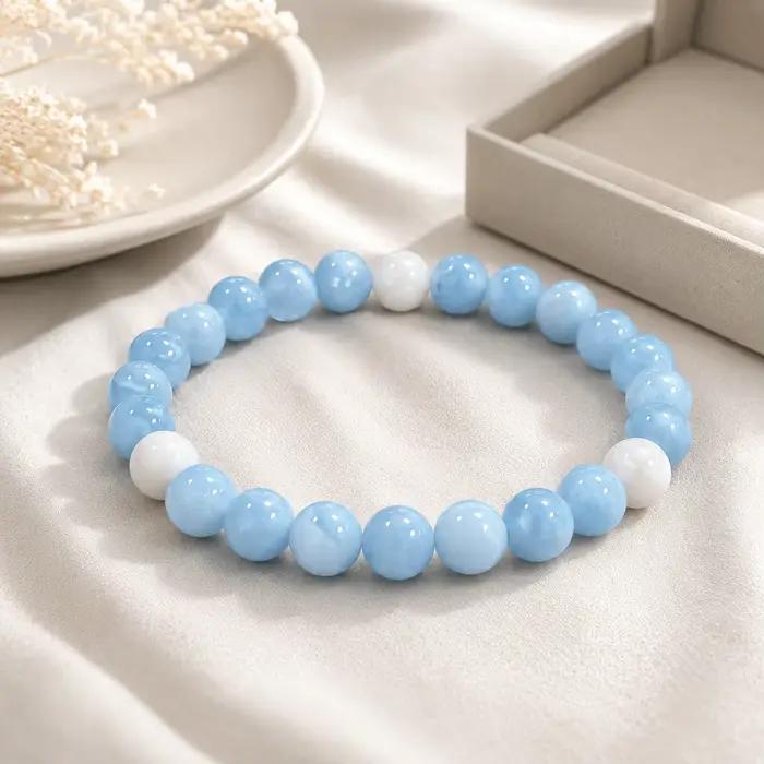 Bracelet de mode pour femme, design perlé fait main de 8 mm – Bijou Chakra pour la paix intérieure e