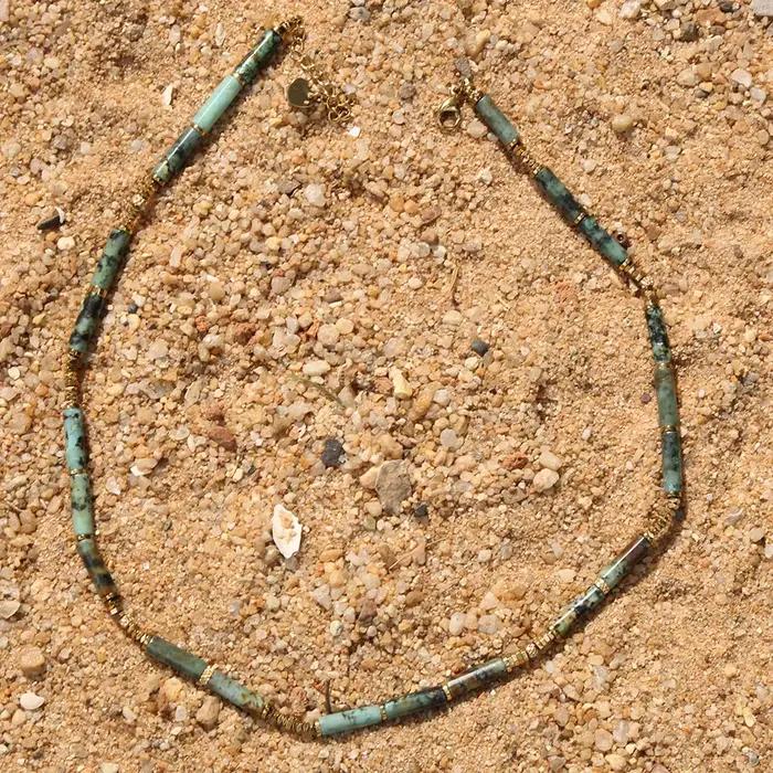 Collier de mode personnalisé populaire européen et américain, accessoires en acier inoxydable, pierr
