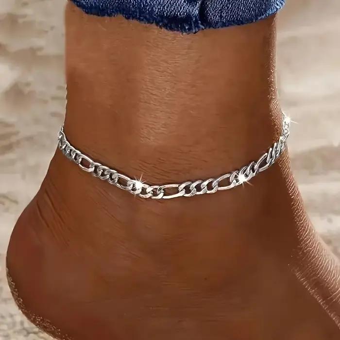 Bracelets de cheville en argent sterling 925, chaîne de 4MM y2k pour femmes et hommes, jolis bijoux 