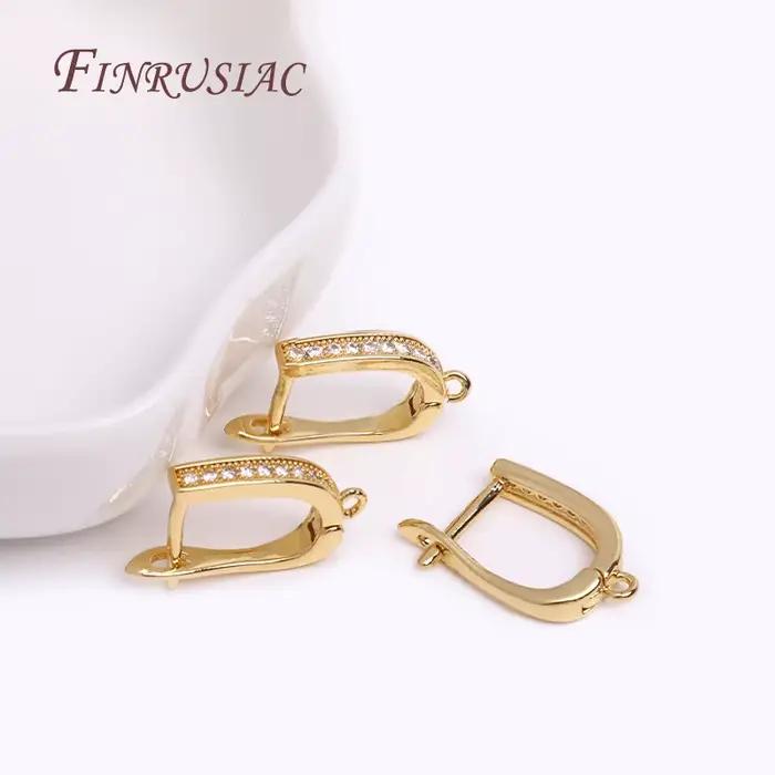 Boucles d'oreilles classiques en Zircon, plaqué or véritable 18K, Anti-allergie, fermoirs à crochet 
