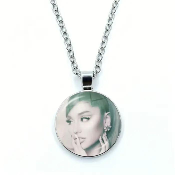 Collier Ariana Grande pour femme, bijoux, pendentif en verre cabochon, collier tendance en cristal, 