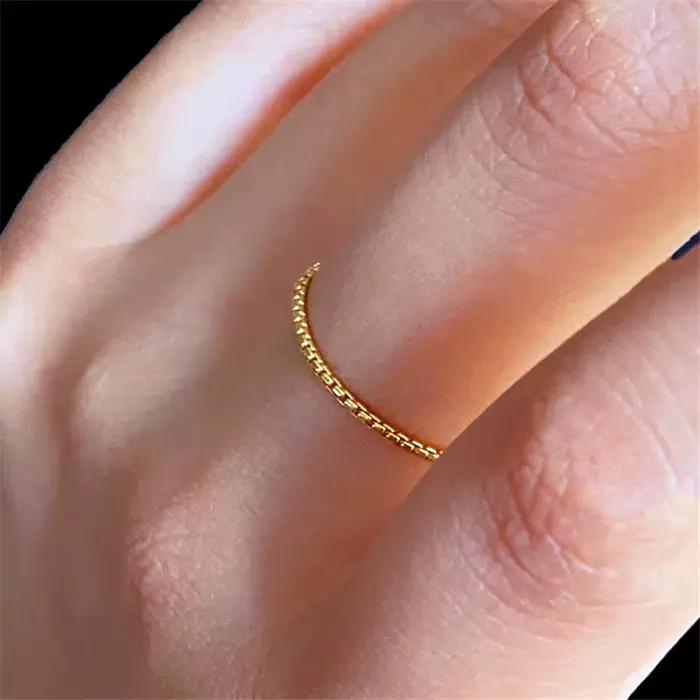 Bague minimaliste en or 14K pour femmes, boîte remplie de bijoux, style Boho