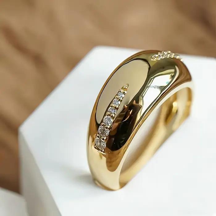 Huitan – bague pour femmes, design incurvé, couleur or, accessoires de luxe pour mariage et fiançail
