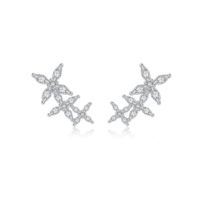 ANDYWEN femmes 925 argent plaqué or fleur CZ Zircon boucles d'oreilles collier de luxe chaîne Fine e