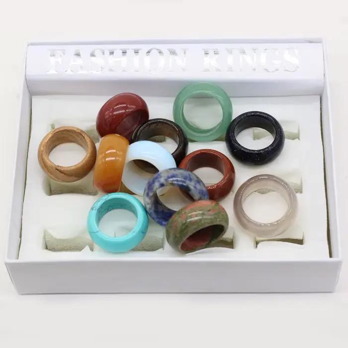 Bagues en pierre naturelle pour femme ou petite amie, bijoux de charme, une diversité de pierres, de