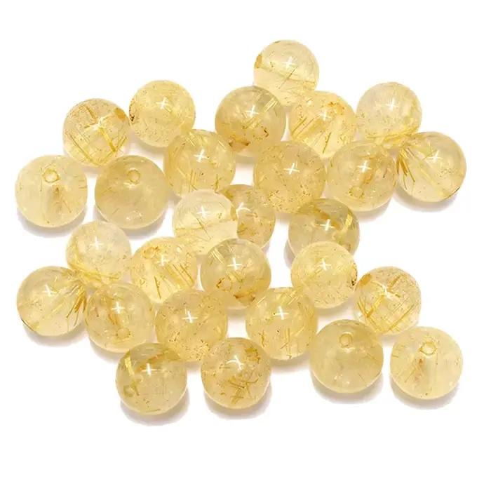 Bracelet de perles de quartz rutilé de guérison Reiki en cristal naturel, bijoux de mode, accessoire