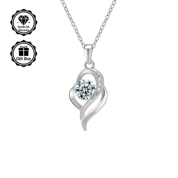 LAMVOICE bijoux pour femmes/collier hypoallergénique, cadeau de noël pour, collier en zircone 1 cara