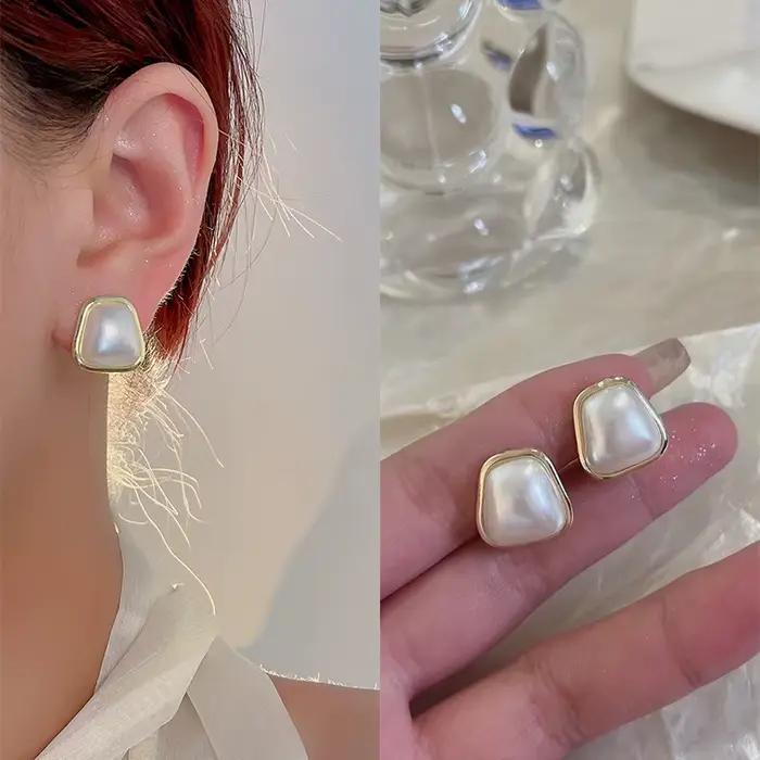 Clips d'oreille en perles de gouttelette d'eau simples pour femmes, boucles d'oreilles à clipser ron