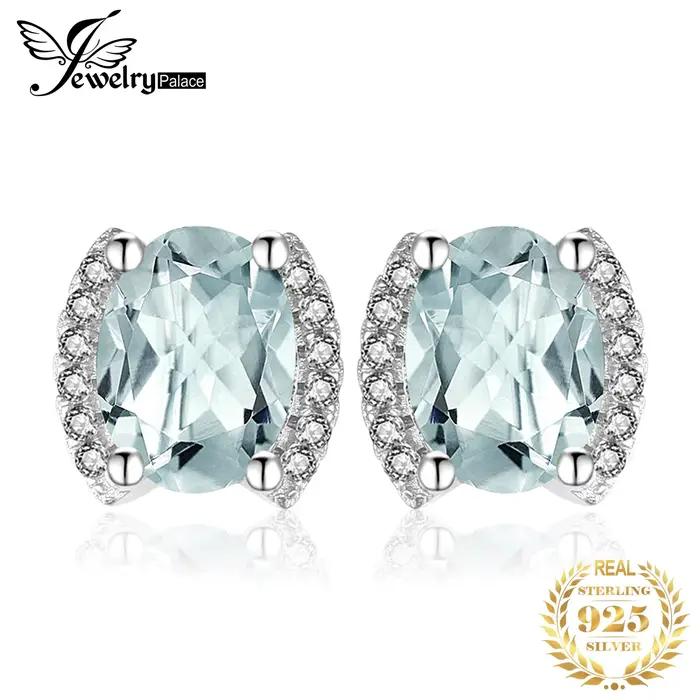 JewelpopPalace-Boucles d'Oreilles promenales Vertes en Argent Sterling 925 pour Femme, Bijou Fin en 