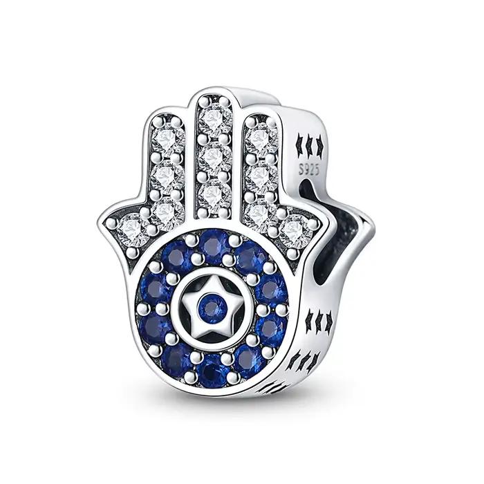 Breloques en argent sterling 925 à l'effigie de la main de Fatima, compatibles avec les bracelets or