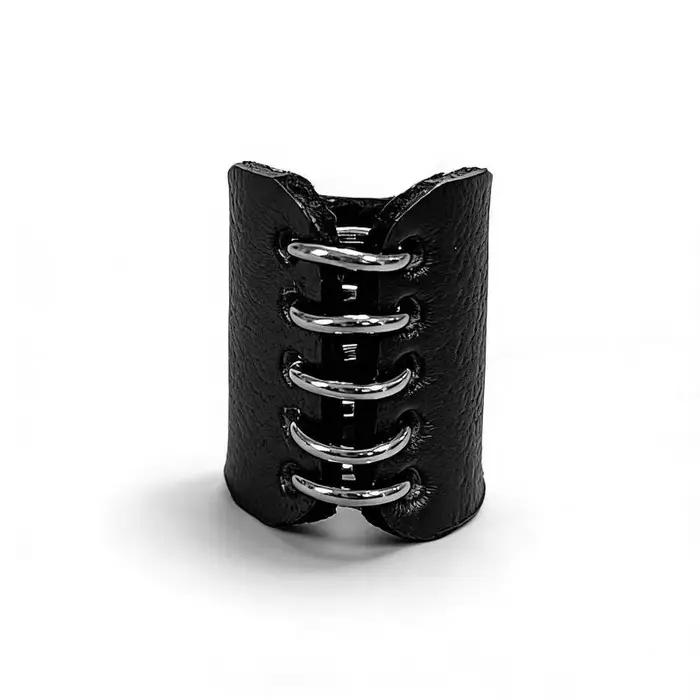Nouvelle Arrivée Bague Noire Punk Sombre Minimaliste Géométrique Bijou Tendance Gothique Mode Person
