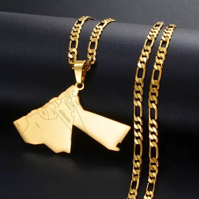 Anniyo le royaume Hashemite de Jordan carte pendentif colliers pour femmes hommes unisexe jordanien 