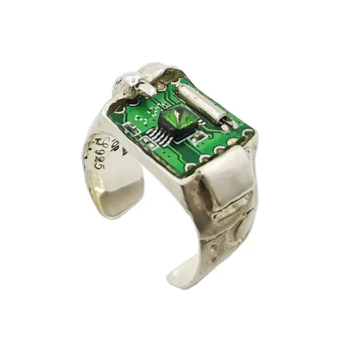 Anneau ouvert Style Cyberpunk, Circuit imprimé, anneaux à puce Punk pour hommes et femmes, bijoux en
