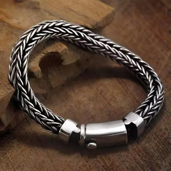 Bracelet pur tissé à la main, rétro dominateur et épais, personnalisé pour hommes
