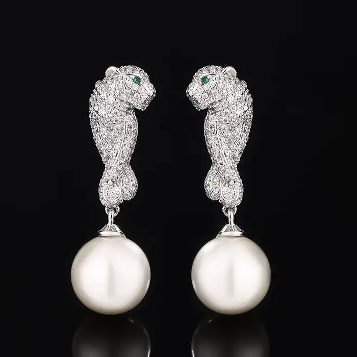 Boucles d'oreilles léopard de luxe pour femmes, classique, cubique, contre-indiqué, grande goutte de