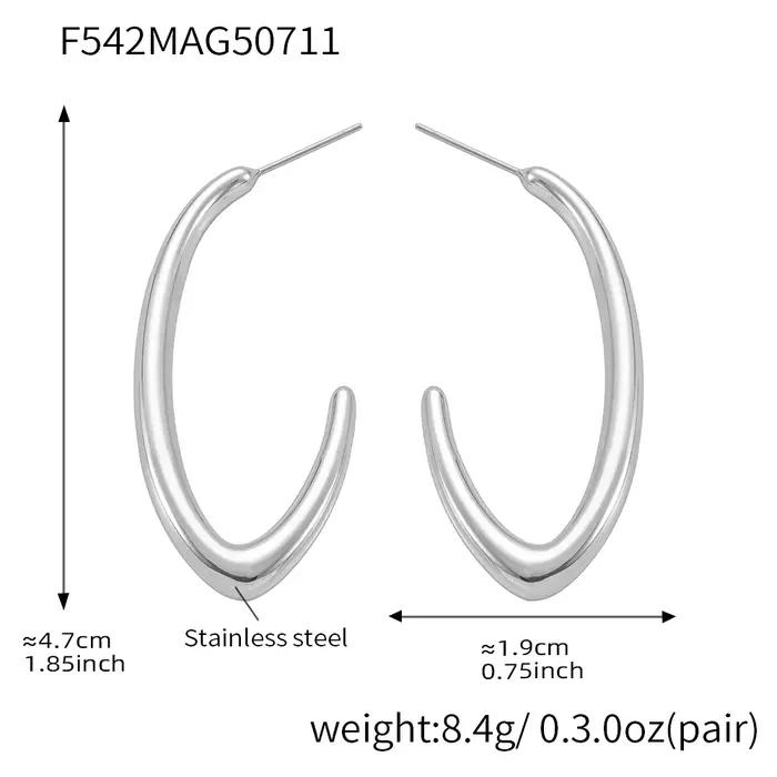 Boucles d'oreilles plaquées or bicolores pour femmes, pendentif Simple, grande ligne C, cerceau d'or