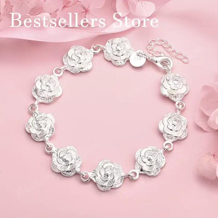 Bracelet luxueux en argent sterling 925 de 8 pouces pour femmes, accessoires de bijoux pour mariage 