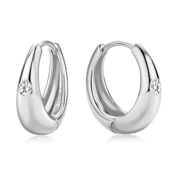 Boucles d'oreilles exclusives en argent sterling S925 avec moissanite, design minimaliste, luxe lége