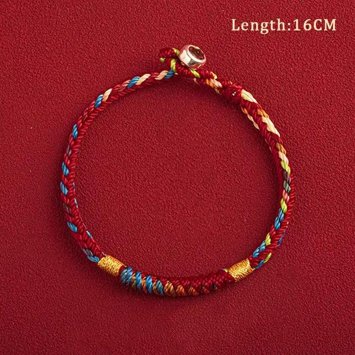 Bracelet tibétain en fil coloré pour hommes et femmes, porte-bonheur, UL, nœuds, rouge