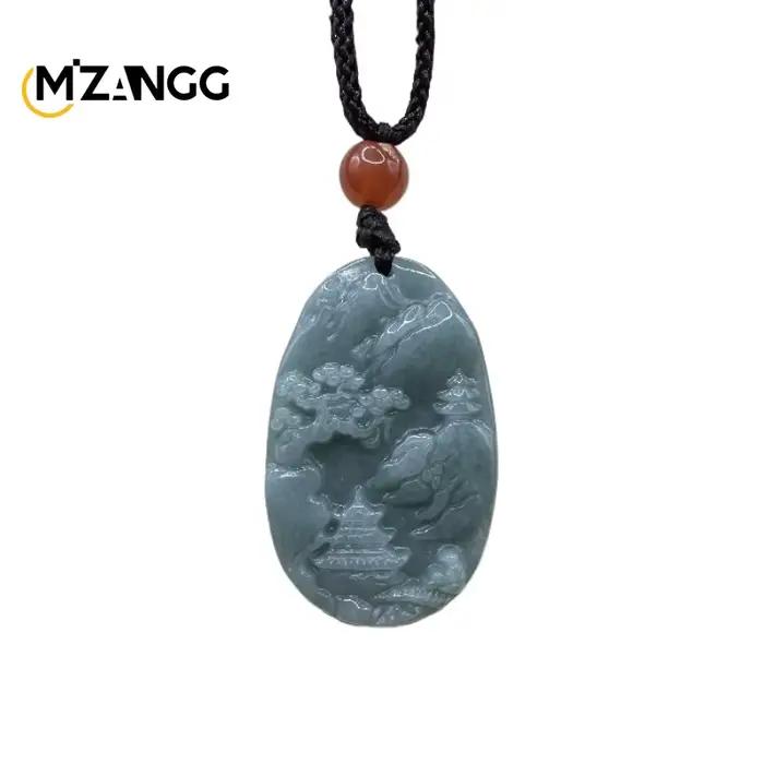 Pendentif artisanal en jadéite naturelle, Conception artistique, Sculpture exquise, breloque à la mo