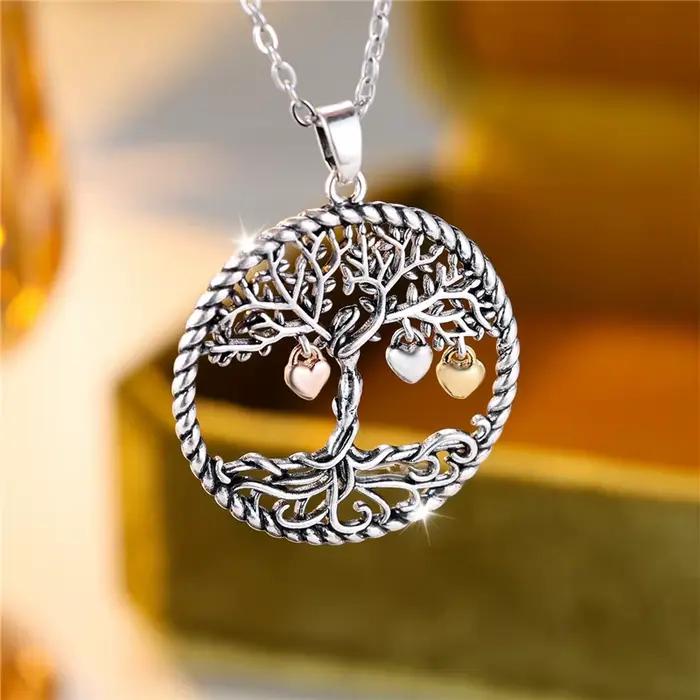 Collier pendentif arbre de vie pour femme, mignon, couleur or, bijoux de mariage, cadeau pour femmes