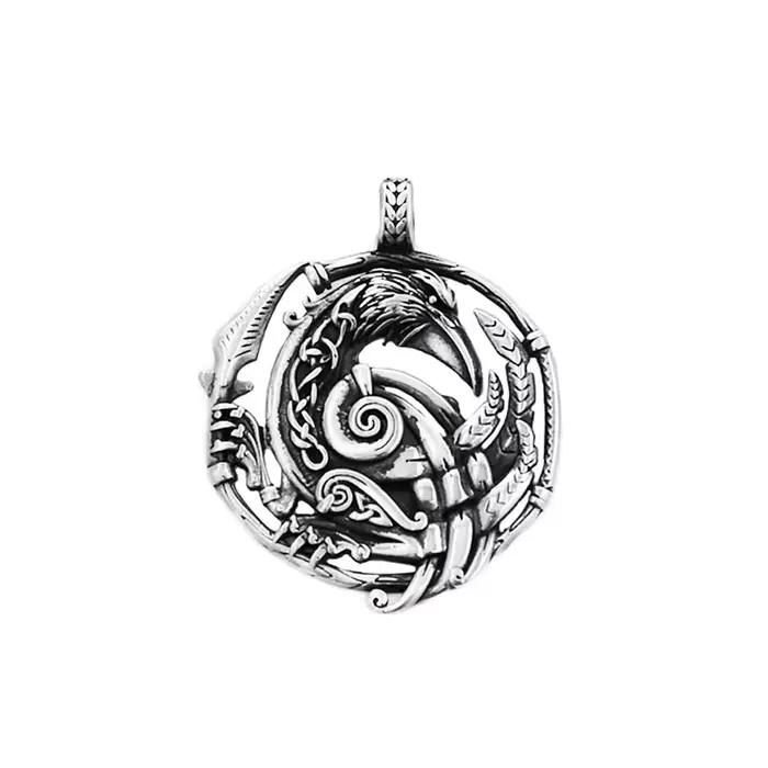 Collier pendentif corbeau Odin nordique, collier corbeau viking, amulette animale en acier inoxydabl