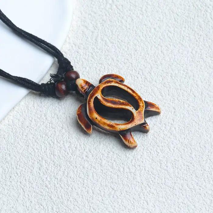 Collier pendentif tortue rétro pour hommes, breloque bricolage, personnalité de la mode, bijoux cari