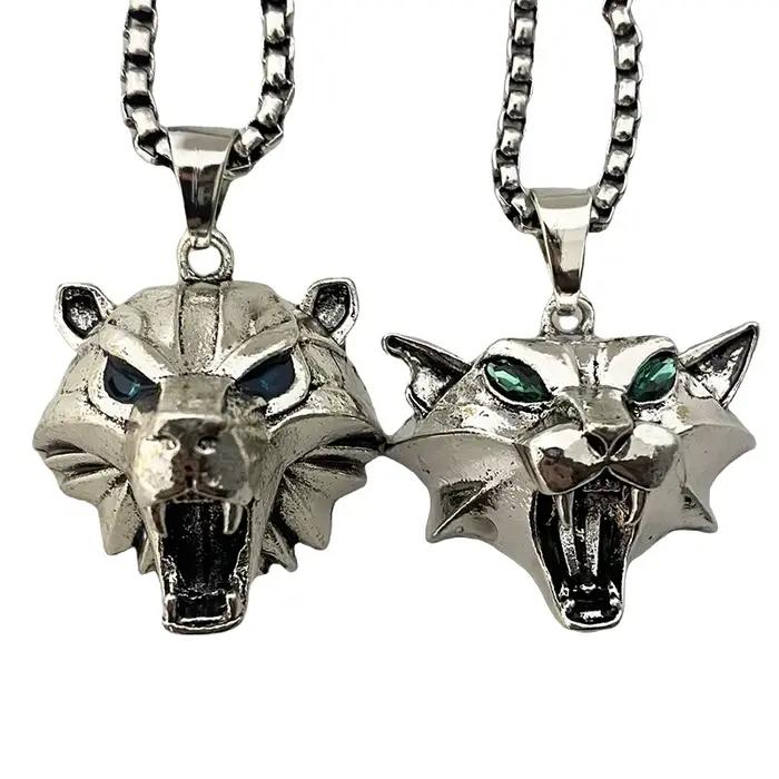 Collier pendentif ours chat animal sauvage pour femmes et hommes, bijoux gothiques vintage, jeu de m