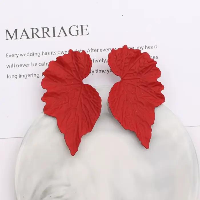 Mode géométrique couleur or Ginkgo Biloba feuille forme goutte boucle d'oreille personnalité créativ