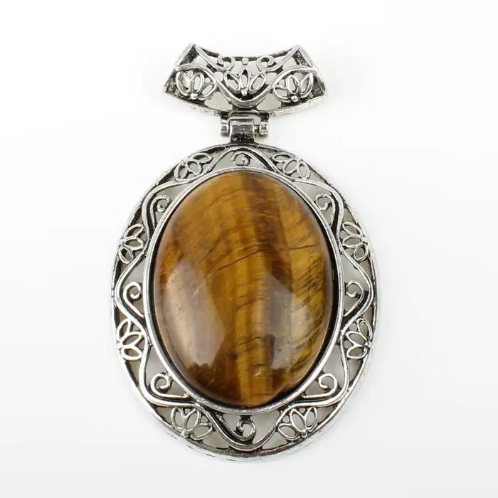 Collier pendentif Turquoise en pierre Semi-précieuse naturelle, pendentif ovale Vintage, mode, acces