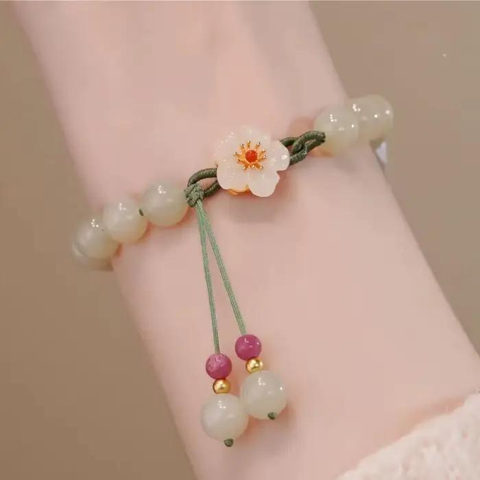 Bracelet de fleurs d'agate Hetian naturel, pierre précieuse exquise, bijoux de mode sexy pour jeunes
