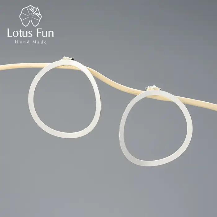 Lotus Fun – boucles d'oreilles minimalistes en or 18K, grand cercle, en argent Sterling 925, bijoux 