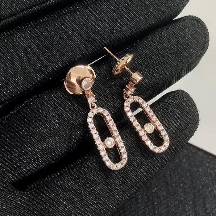 Bijoux de luxe Boucles d'oreilles pendantes pour femmes en argent sterling 925. Bijoux de fiançaille