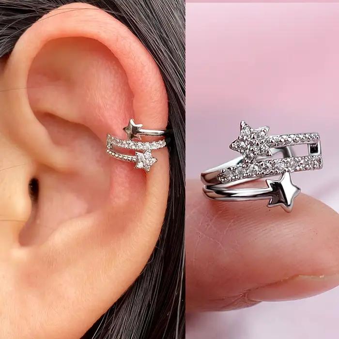 Boucles d'oreilles à Clip en forme de feuille de cristal CZ pour femmes, 1 pièce, sans Piercing, Pun