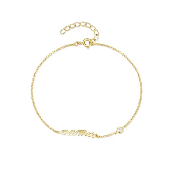 ROGHTS-Bracelet en Argent Sterling 925 avec Lettre MaMa pour Femme, Pendentif, Bijoux de Boutique, C