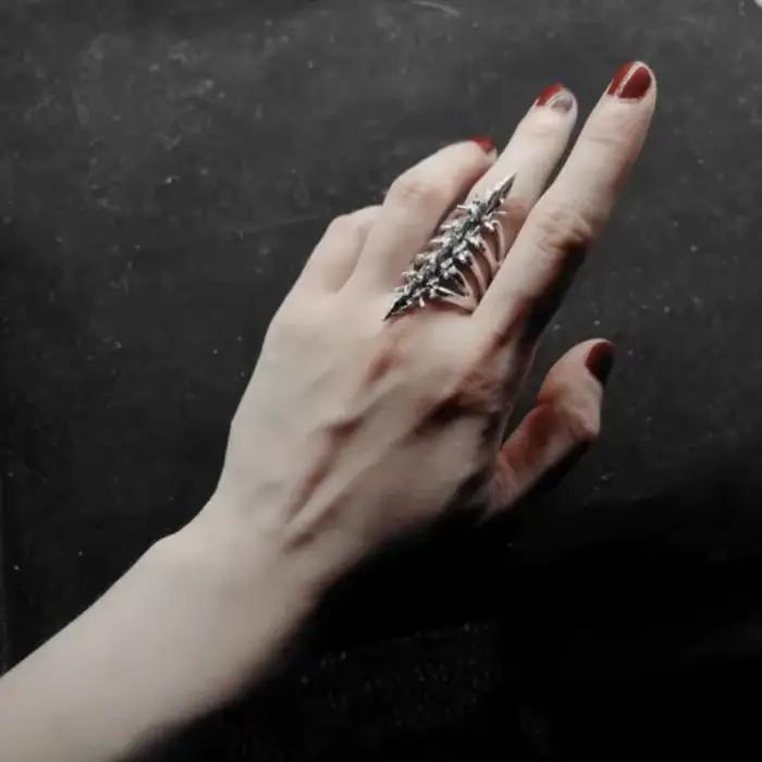 Bague squelette gothique Cyberpunk, unisexe, personnalisée, rétro, os de la colonne vertébrale, anne