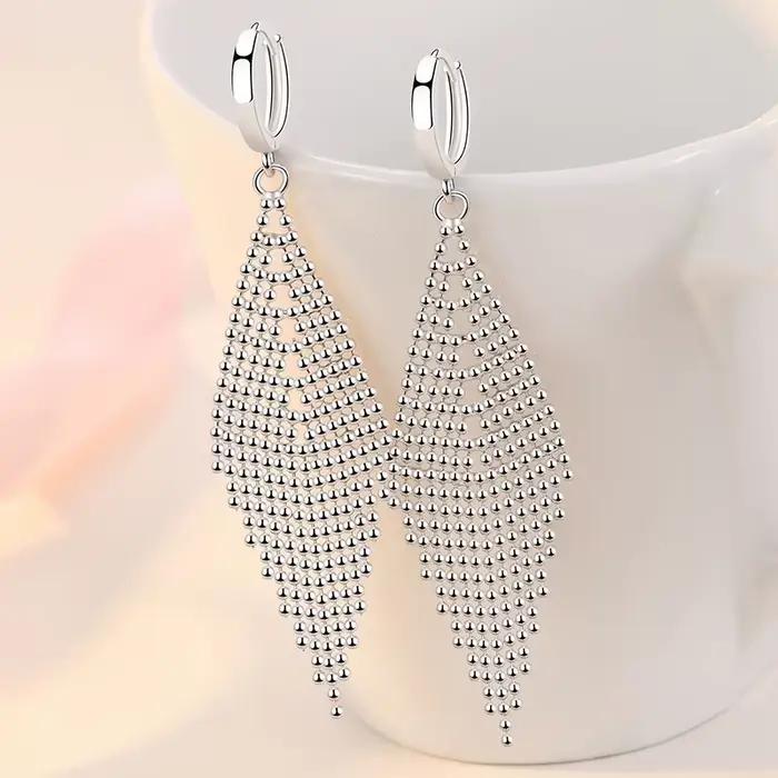 Boucles d'oreilles longues en argent Sterling 925, perles à pampilles, pour femmes, bijoux de mariag