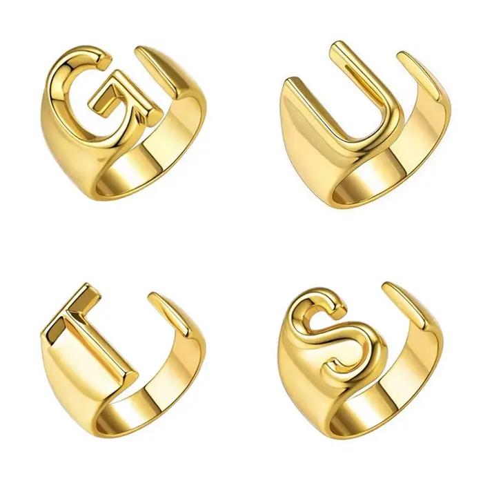 4 pièces/ensemble lettres GUTS Punk or argent couleur bague pour femmes hommes réglable mode fête bi