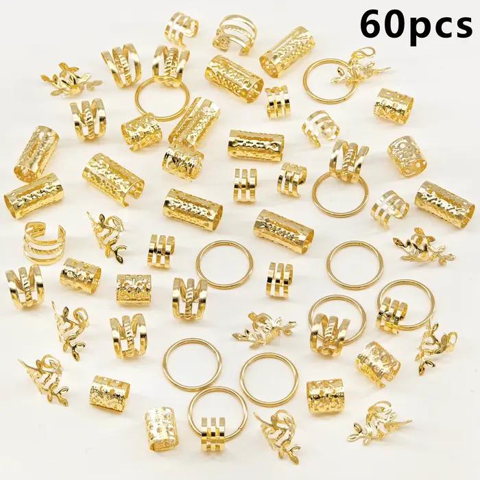 60 pièces bijoux de cheveux pour tresses accessoires pour femmes filles anneau de cheveux en métal p
