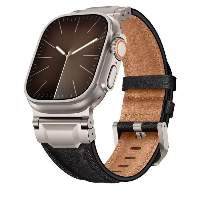 Bracelet en cuir d'affaires pour Apple Watch Ultra 3/2, 49mm 46mm 45mm 44mm, pour iWatch série 11 10
