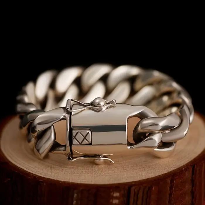 Bracelet en argent sterling S925 puissant, prix d'usine, pour homme, style punk, personnalité europé