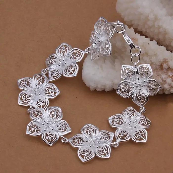 Bracelet en argent Sterling 925, chaîne à fleurs, élégant, beau, bijoux de mariage pour femmes, mign